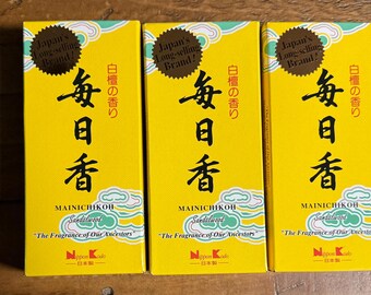 Mainichi-Koh Sandalwood, Japanese Incense, 170 Stick Box, 6" Sticks, No Holder