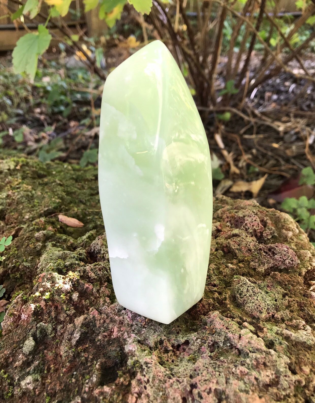 Sold to Karlie 10/20*3/4 LB JADEITE, Polished Standing Stone, 343.4