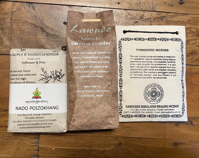 Himalayan Tibetan Incense Powders, Lawudo, Nado Poizokhang, or Gangchen, Various, Please Choose