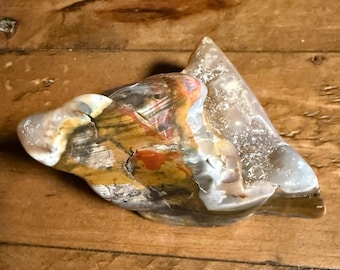 Druzy Ohio Rainbow Flint, 1/3 LB+ Semi-Polished Freeform Palm Stone, Orbicular, Beautiful Warrior Stone, 159.30 Grams, CR12640