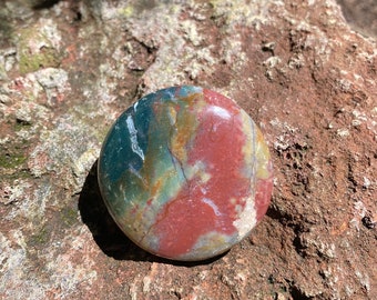 Bloodstone, Polished Round Palm Stone, India, 90.40 Grams, CR11710