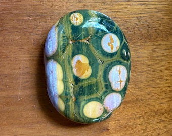 Ocean Jasper, 3/4 LB+ Large Oval Orbicular Stone, Polished, Madagascar, 372.70 Grams, CR12708