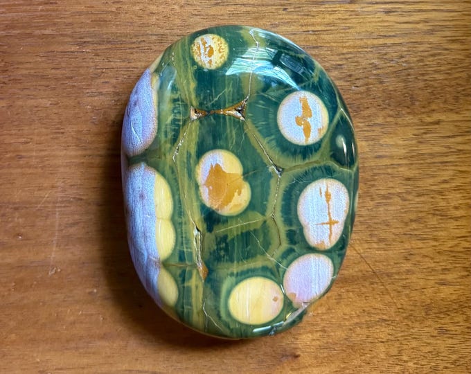 Ocean Jasper, 3/4 LB+ Large Oval Orbicular Stone, Polished, Madagascar, 372.70 Grams, CR12708