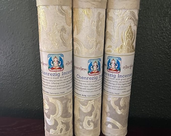 Tibetan Chenrezig Incense, 7.5" L, 25 Sticks per Package,