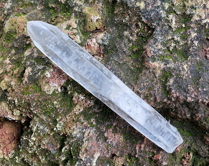 Diamantina Lemurian, 5.75" Laser Wand, Long, Time link, Etched, Brazil, 99.50 Grams, CR11691