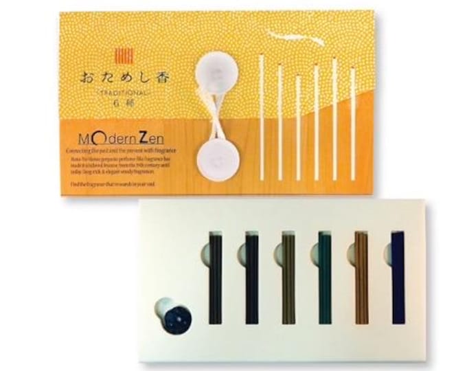 Modern Zen Japanese-Style Incense Gift Set, Boxed with Holder, 18 sticks per box, 3” Slender Sticks