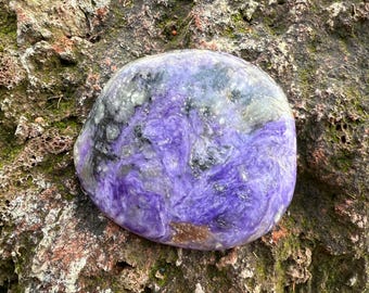 Charoite, 1/3 LB- Large Polished Free Form Palm Stone, Russia, 133.00 Grams, CR12452