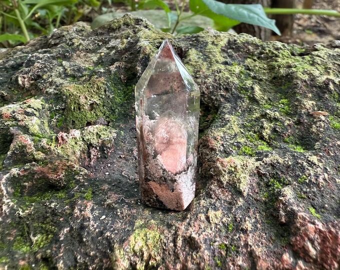 Lodalite Phantom Pocket Quartz, Standing Shaman Dream Stone, Polished, Chlorite, Lithium, Oxide Included, 16.00 Grams, Brazil, CR12613