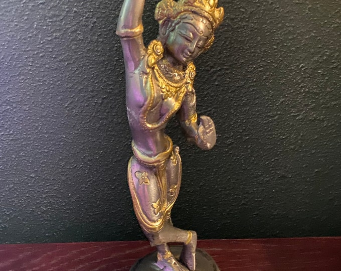 Dancing Tara, 2 LBS+ Two-Tone Brass, 9 Inches Tall, India, 445