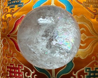 Quartz Crystal Sphere, 1 LB+ Polished, Double Wall Veils, Rainbows, 71 mm, 492.20 Grams, Brazil, CR12531