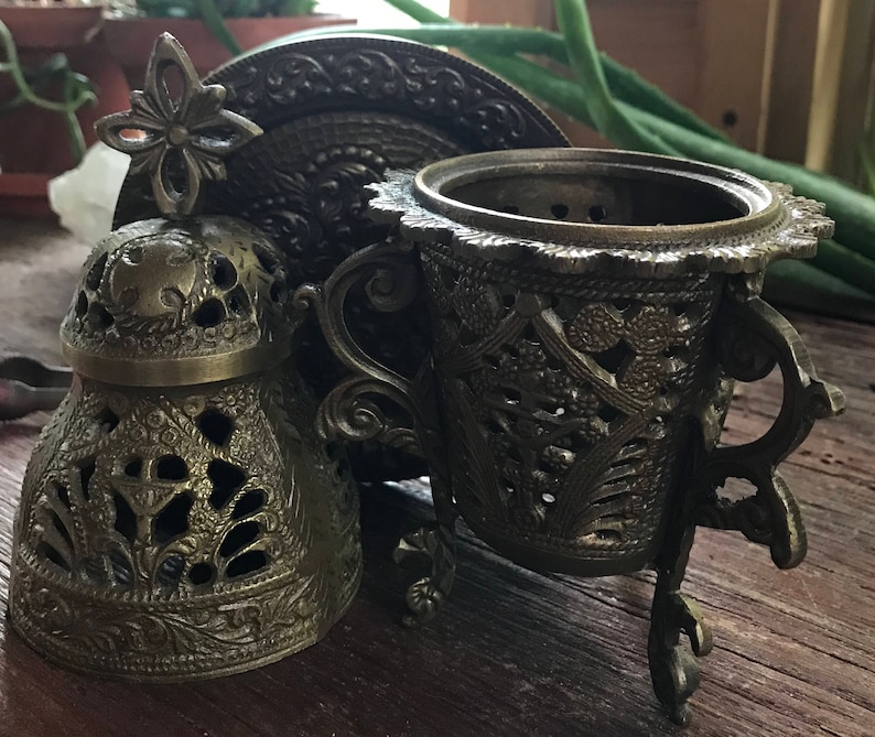 Temple Incense Burner Solid Brass Kit Includes Handcrafted Etsy