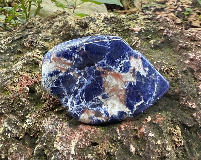 Sunset Sodalite, Freeform Large Palm Stone, Polished, Africa, 194.40 Grams, CR12582