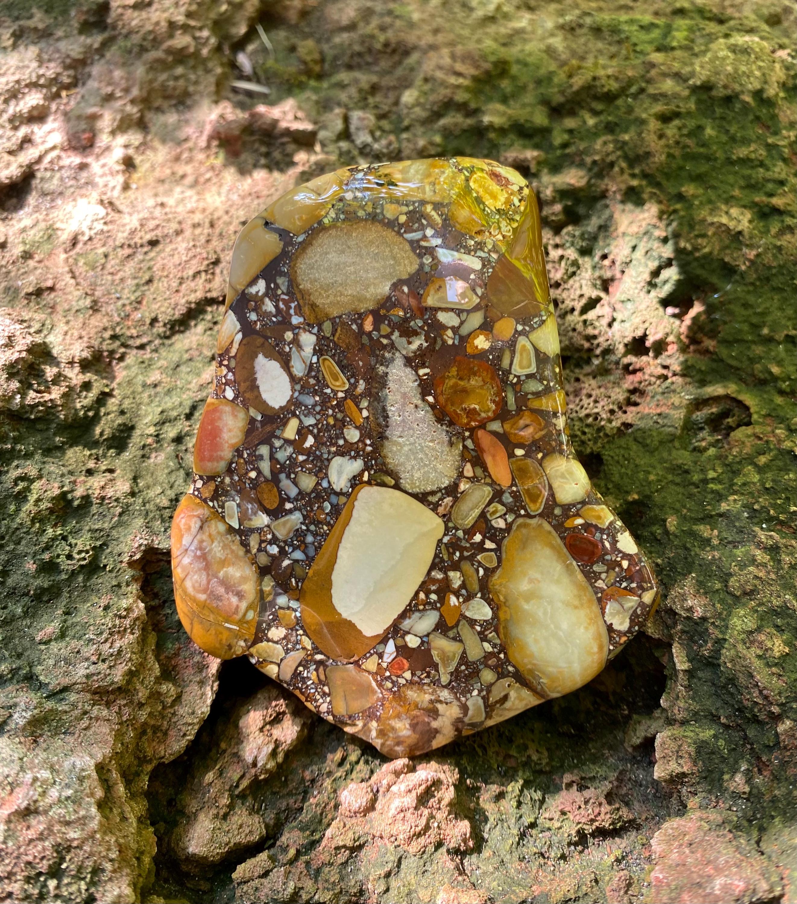 Pudding Stone, 2/3 LB Free Form, Conglomerate Stone Pudding Stone, 2/3 LB Free Form, Conglomerate Stone