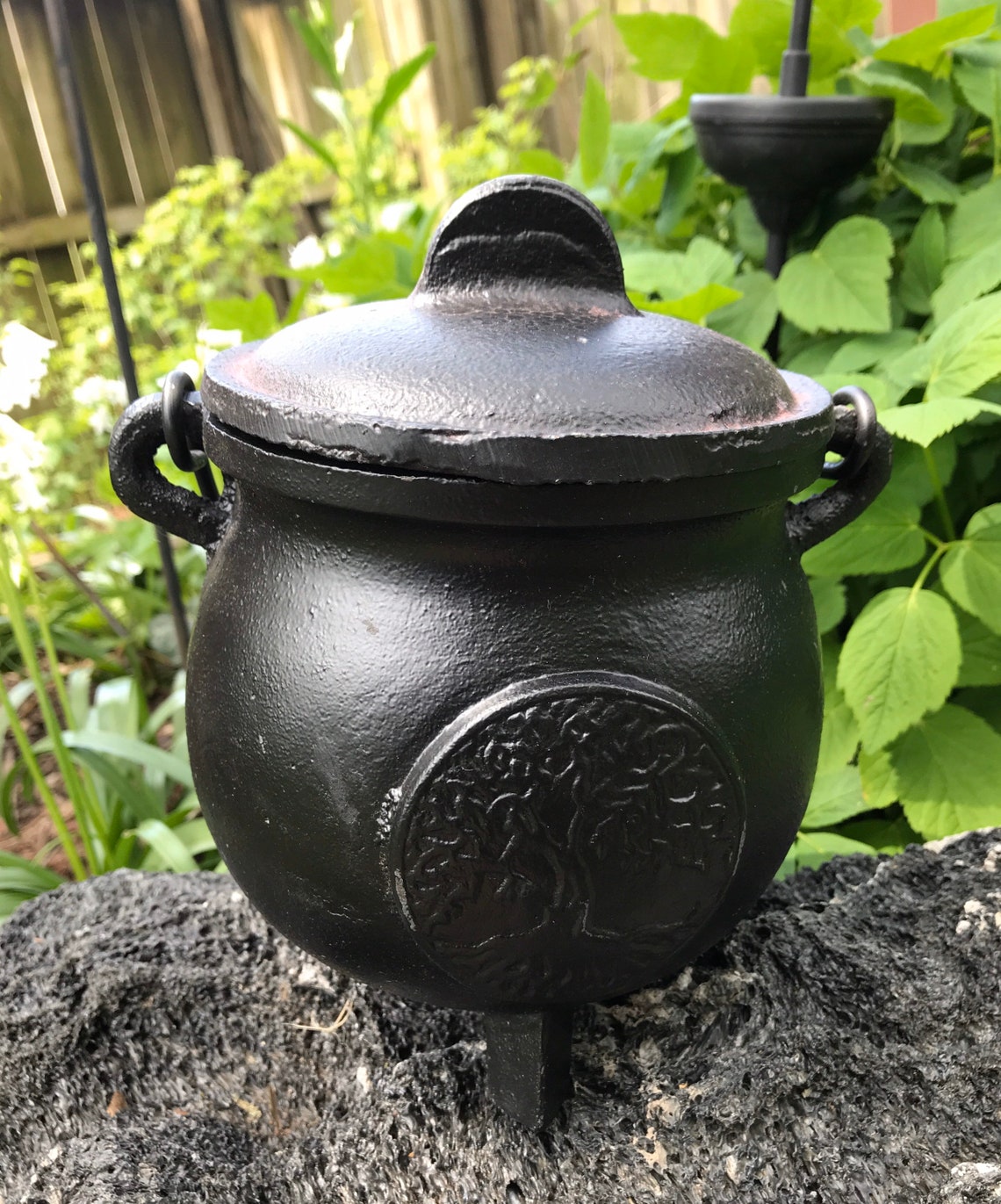 Larger 8 Solid Cast Iron Cauldron/Lid Tree of Life Design Etsy