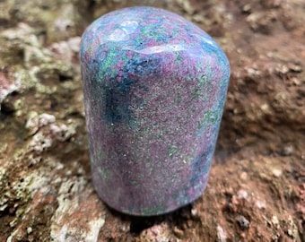 Ruby & Kyanite 1/2 LB+ Fluorescent Standing Stone with Fuchsite, Polished, 259.90 Grams, India, CR11272