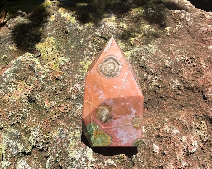 Orbicular Bloodstone, Polished Freeform Standing Stone, India, 118.40 Grams, CR12661