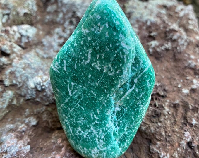 Amazonite, 1/3 LB+ Polished Freeform Palm Stone, Natural, Soothing Energies, Russia, 166.30 Grams, CR12011