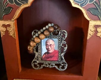 Tibetan Shrine Box for 6" Statue, Handcrafted and Painted, Rustic, Statue Not Included, Nepal