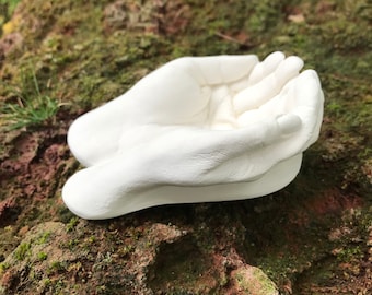 Stone Hands, Cast Gypsum Stone, Tea Light Holder or Sphere Holder, More