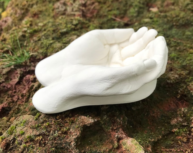 Stone Hands, Cast Gypsum Stone, Tea Light Holder or Sphere Holder, More