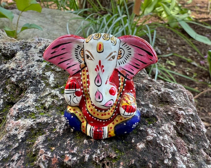 Beautifully Hand Crafted Mini Ganesha Statue, Hand Painted Brass, Nepal