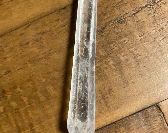 Diamantina Lemurian Laser Wand, 3.75" Clear, Raw, Etched, Brazil, 27.70 Grams, CR11688
