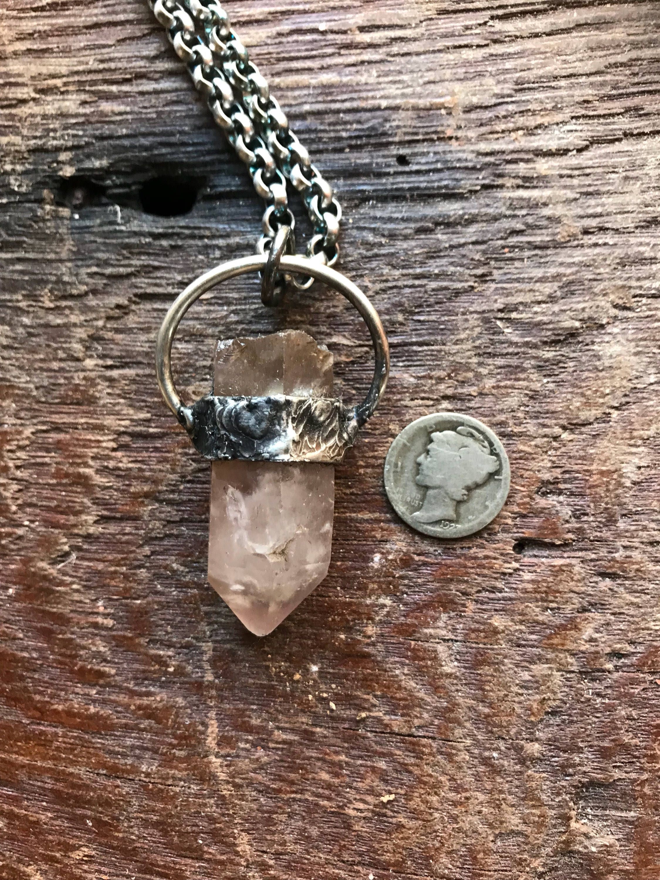 Raw Lithium Phantom Quartz Pendant, Therapeutic Necklace, Powerful ...