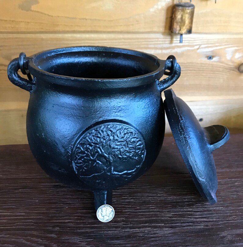 Larger 8 Solid Cast Iron Cauldron/lid Plain or Tree of Life Etsy