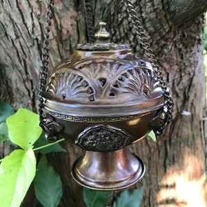 Tibetan Style Hanging Censer with or Without Cone Incense, Bronze, Antique Style IB156