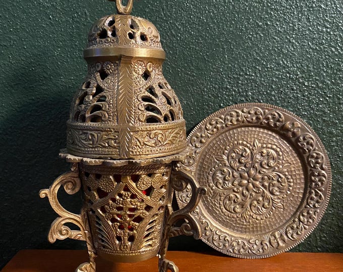 Temple Incense Burner, 4 Piece Solid Brass, With or Without Resin Incense Kit, Heavy 2-1/2 LBS, Please Choose
