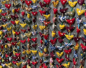 Hanging Prosperity Hens, 45" Strand, Handcrafted, Free Trade, 30 Small Hens per Strand Approx.