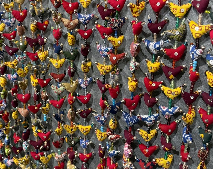 Hanging Prosperity Hens, 45" Strand, Handcrafted, Free Trade, 30 Small Hens per Strand Approx.