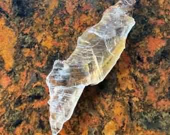 Selenite, Golden Phantom Crystal Slab, Raw, Heavily Etched, Striated, New Mexico, 93.10 Grams, CR12704
