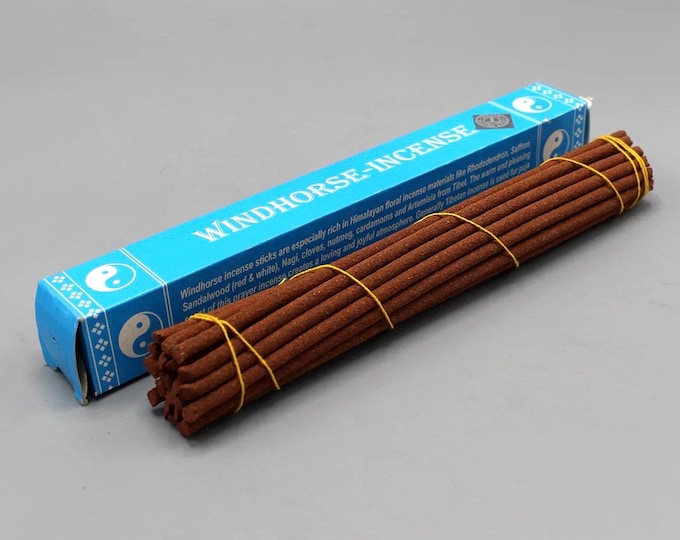 Tibetan Windhorse Incense,  7-1/2 "L, 24 Sticks per Package, 50 Grams