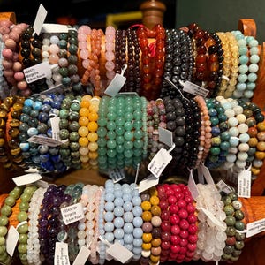Genuine Gemstone Stretch and Adjustable Mala Bracelets, Choose Gemstone & Bead Size, LS11838
