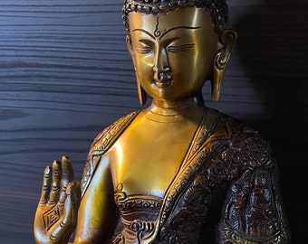 SAKYAMUNI 17” Vintage Brass Buddha, 20 LBS, India, BUD11034