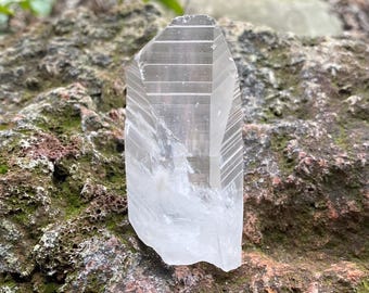 Arkansas Quartz, Raw, Etchings, Deeply Striated, Veils, Rainbow, Mine Fresh, Arkansas, 110.10 Grams, CR12337