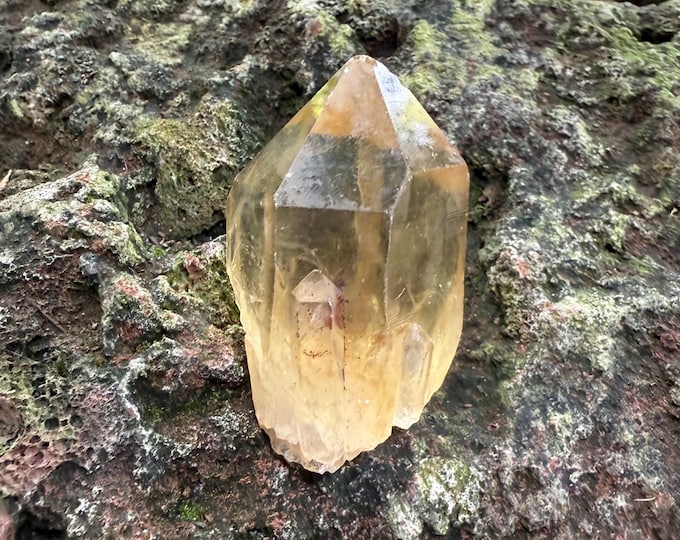 Kundalini Smokey Citrine, Raw Point, Golden Veils, Bridge Crystals, Keys, Rainbow Infractions, Etched, Africa, 56.40 Grams, CR12655