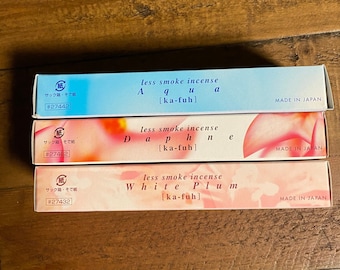 Japanese Incense, Ka-Fuh Low Smoke, 50 & 120 Stick Boxes, 5-1/2” Slender Sticks, Choose From Four Varieties