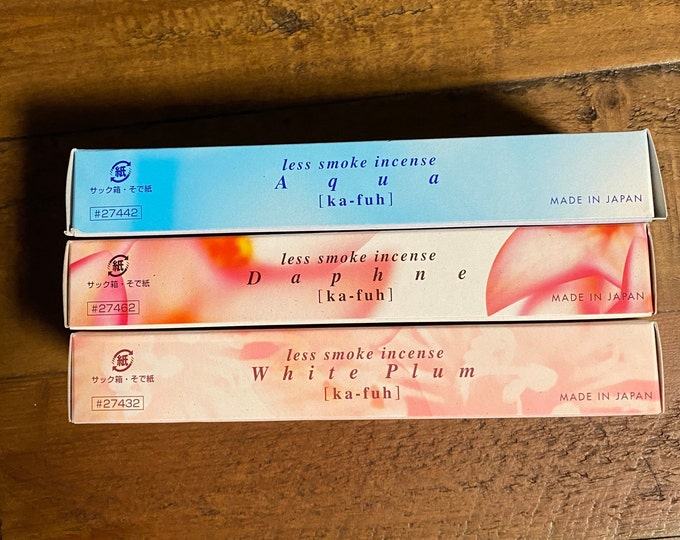 Japanese Incense, Low Smoke, 50 sticks per box, 5-1/2” Slender Sticks, Choose From Three Varieties