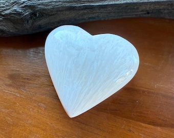 Scolecite Carved Heart, Polished, India, 84.10 Grams, CR12421