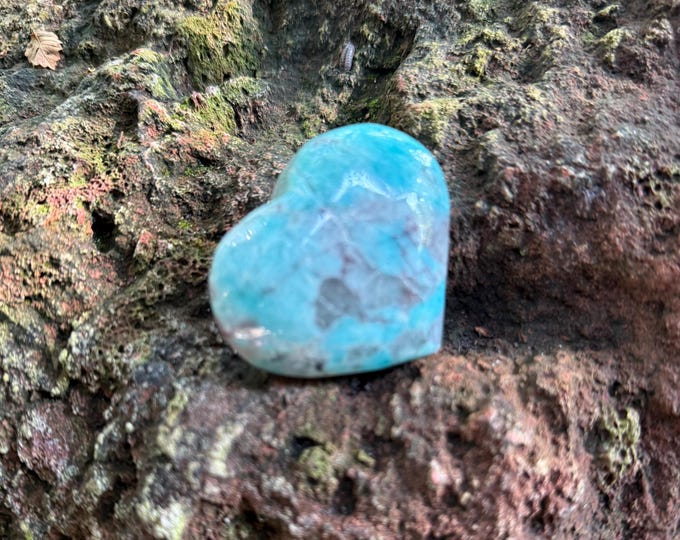 Amazonite, Polished Heart Palm Stone, Africa, 74.00 Grams, CR12652