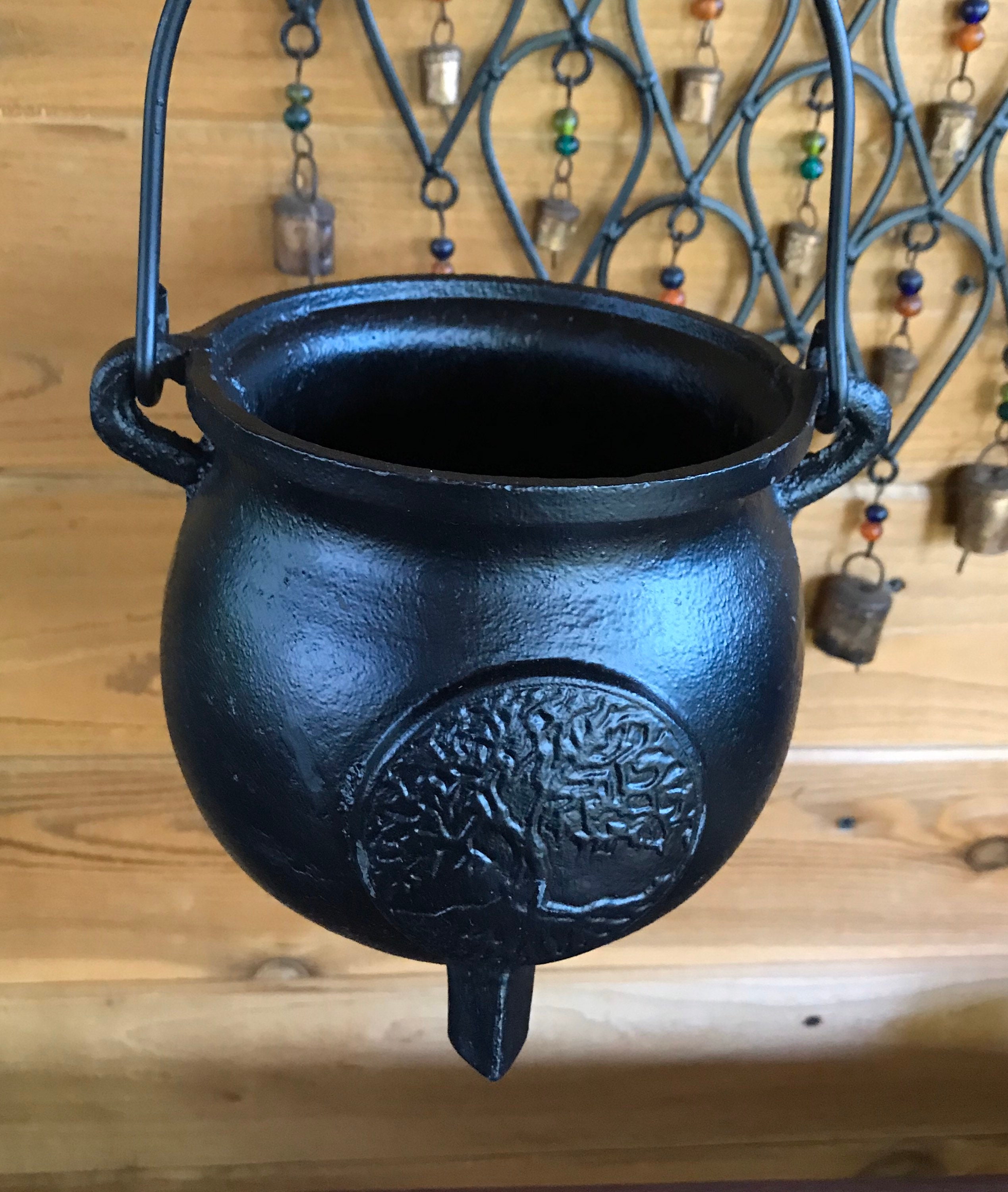 Sold to Rachel*Larger 8” Solid Cast Iron Cauldron/Lid, Tree of Life