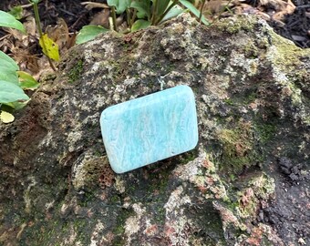 Himalayan Caribbean Blue Calcite, White & Brown Aragonite, Rectangular Palm Stone, Polished, 51.20 Grams, Pakistan, CR12600