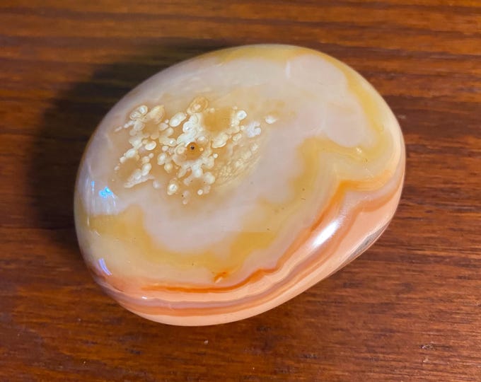 Carnelian Agate Palm Stone, Orbicular, Polished, Africa, 133.00 Grams, CR11969