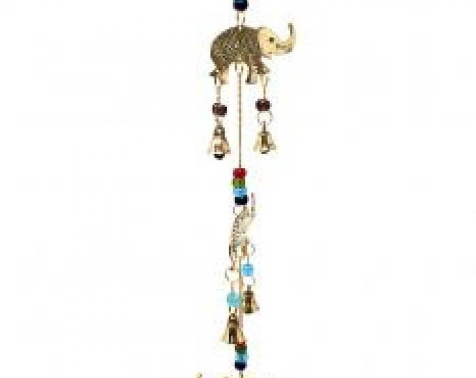 Hanging Bells, CHOOSE Hamsa, Elephant, or Moon & Star, with Bells on Rope, BEL8795