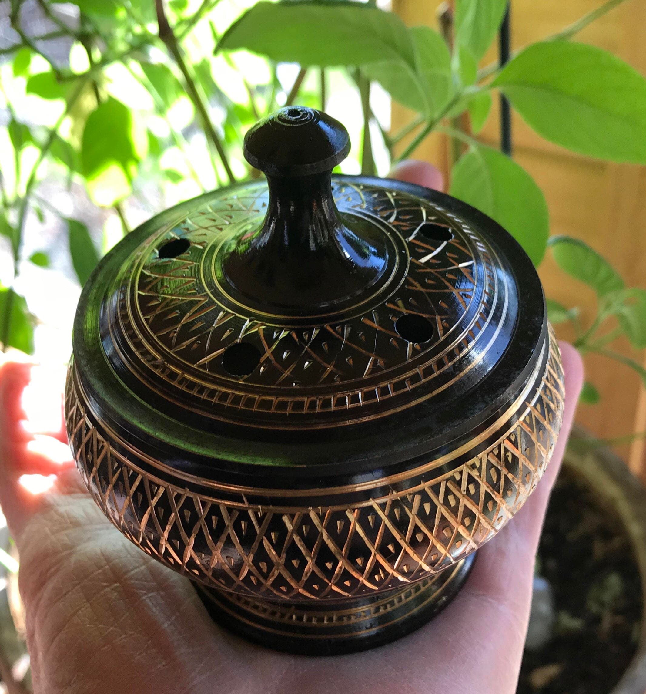 CLOSEOUT! Incense Burner Kit, Black Metal, Lid and Coaster, 15 g