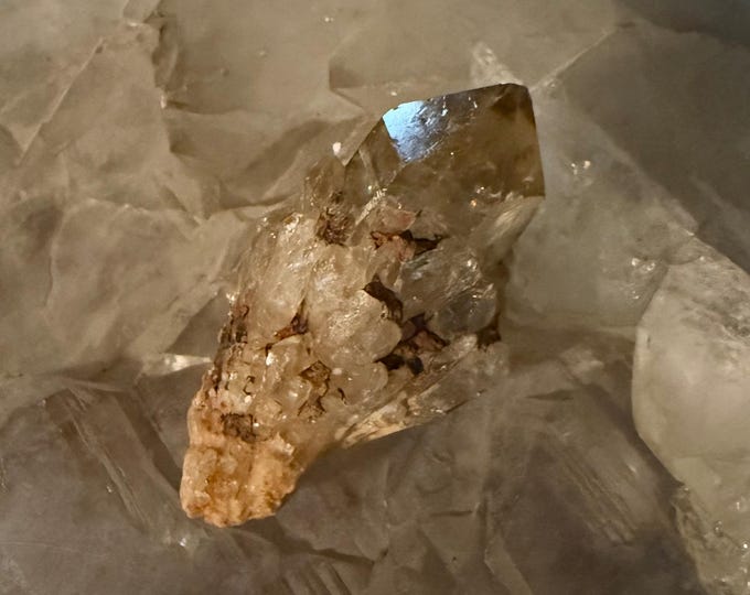 Kundalini Smokey Citrine, RAW, Golden Veils, Etched Faces, Oxides, Africa, 75.20 Grams, CR12657