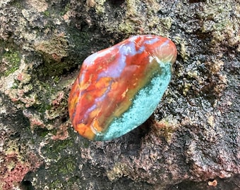 BLOODSTONE, Polished Freeform Colorful Palm Stone, India, 77.30 Grams, CR12627