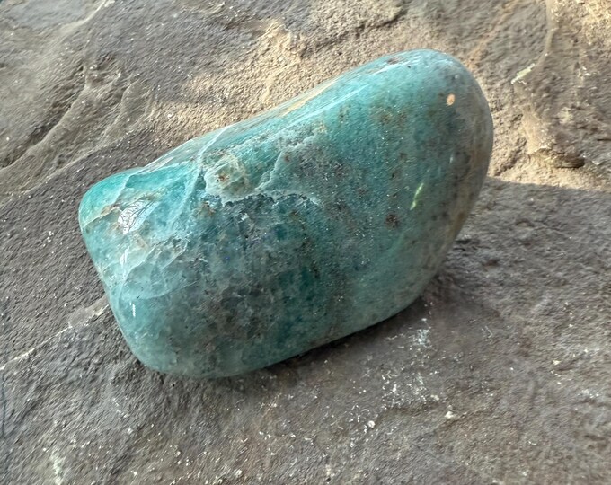 Blue Aventurine, Polished Freeform Palm Stone, Brazil, Protection, Heart, Emotions, 103.00 Grams, CR12441